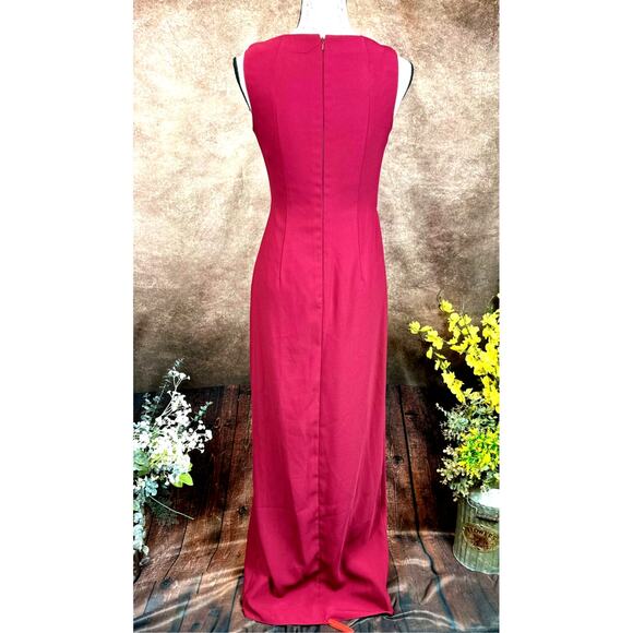 Jenny Packham V-Neck Crepe Column Gown - Burgundy - size 4 - Picture 13 of 16